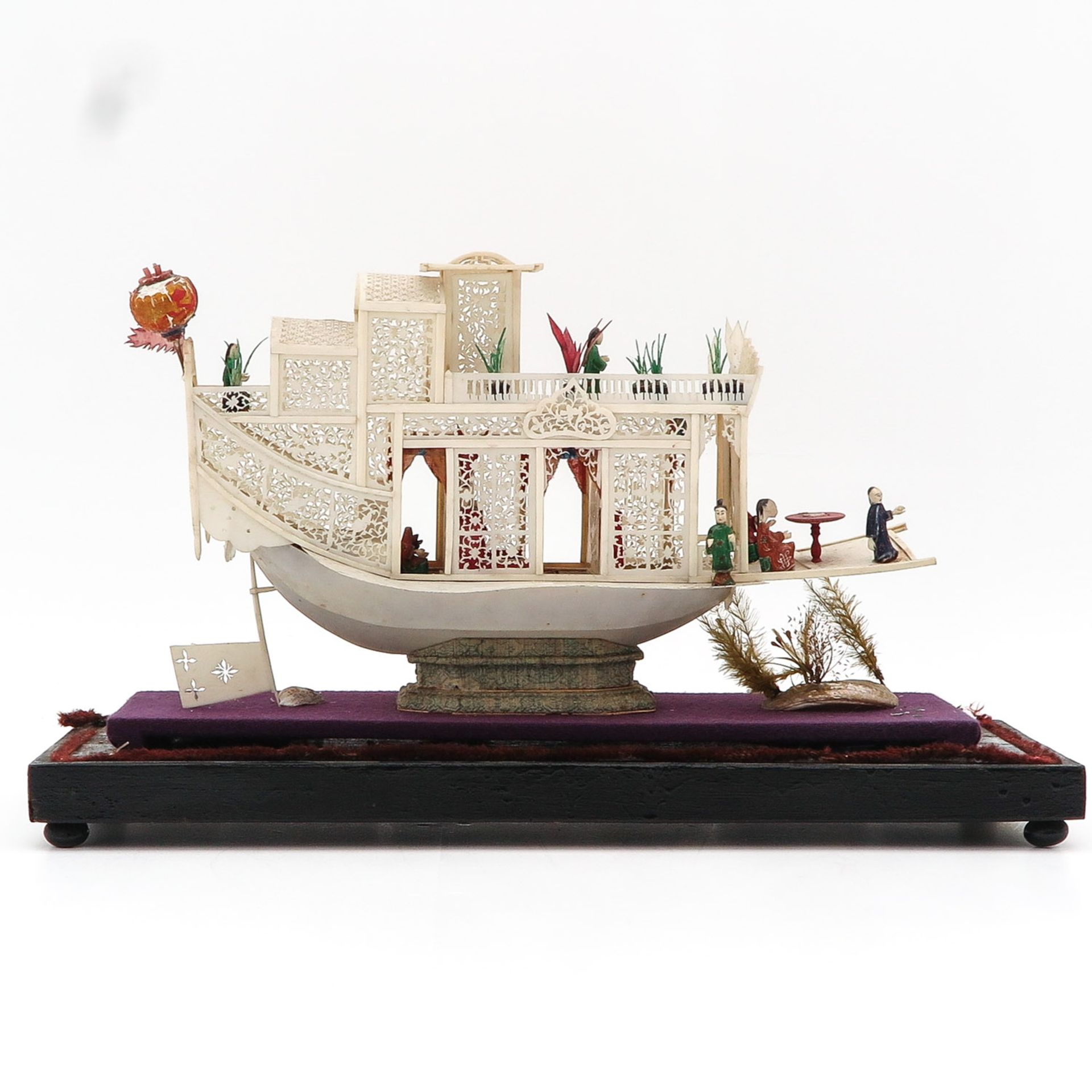 A Carved Chinese Sculpture of a Ship - Image 3 of 9