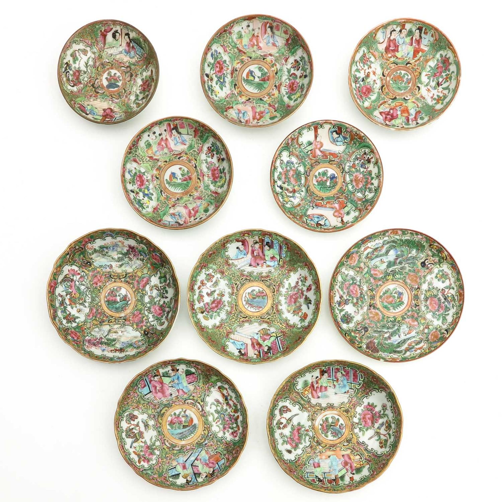 A Collection of 10 Small Cantonese Plates
