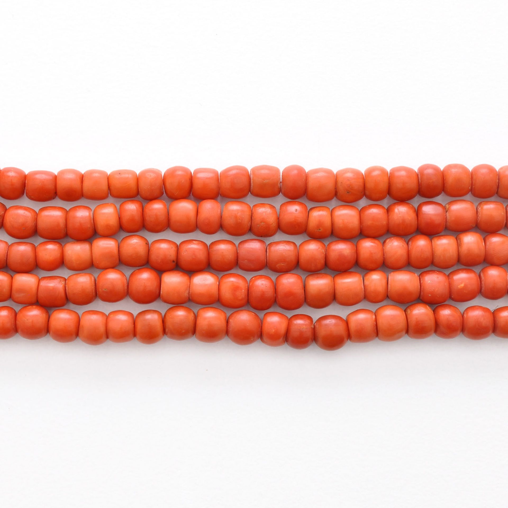 A 5 Strand Red Coral Necklace on 18KG Clasp - Image 2 of 2