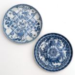 2 Blue and White Plates