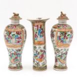 A Collection of 3 Cantonese Vases