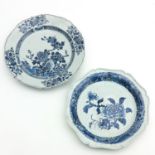 Two Blue and White Serving Plates