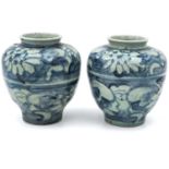A Pair of Blue and White Jars