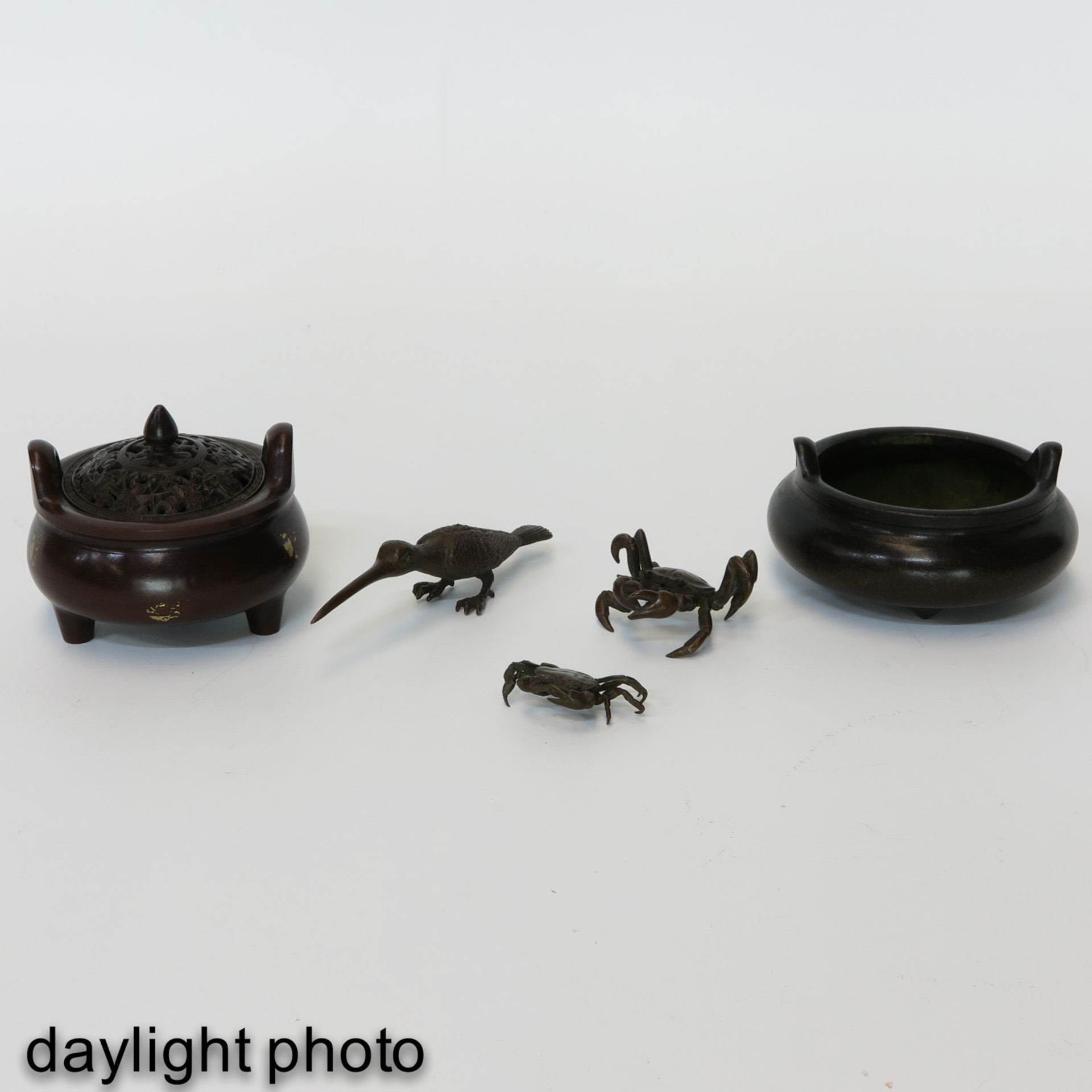 A Collection of Bronze figures and Censer - Image 7 of 10