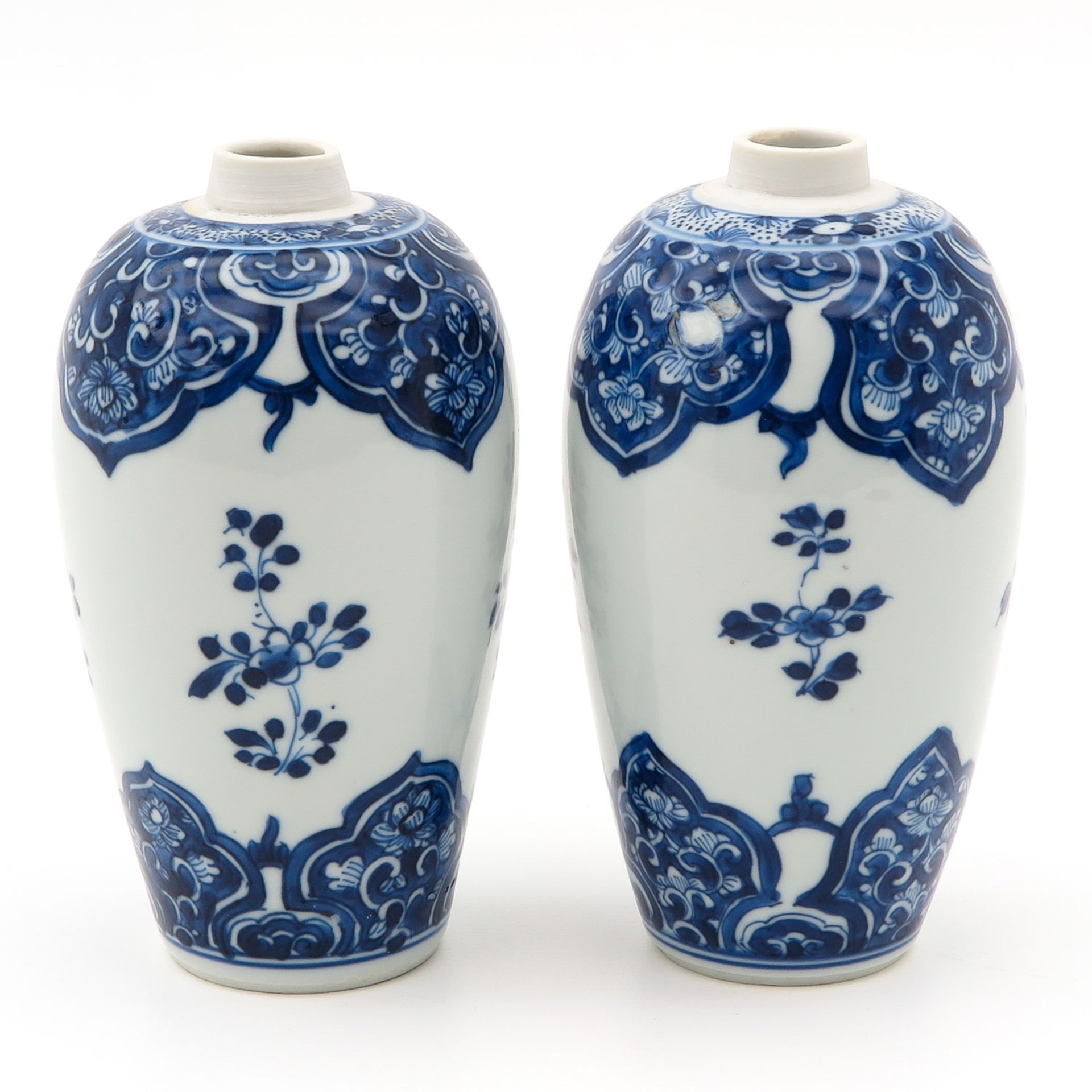 2 Blue and White Vases