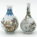 2 Polychrome Vases