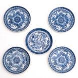 A Lot of 5 Blue and White Plates