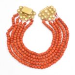 A 5 Strand Red Coral Necklace