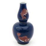 A Blue and Red Gourd Vase