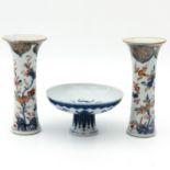 A Pair of Vases and Stem Bowl