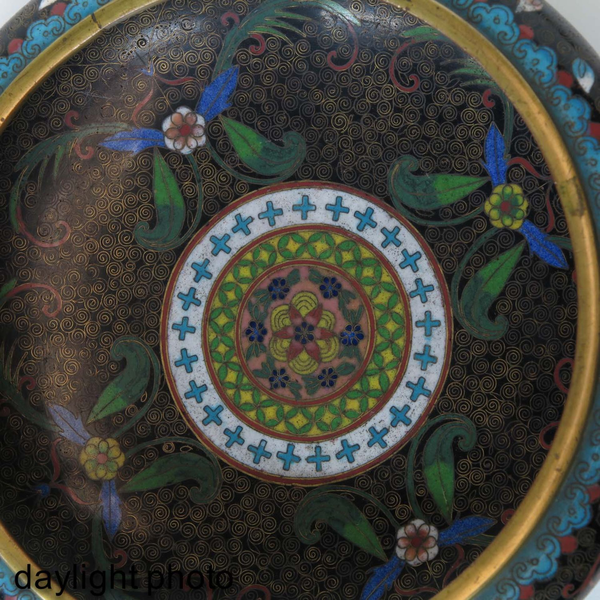 A Cloisonne Bowl with Carved Wood Base - Image 10 of 10