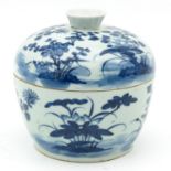 A Blue and White Serving Bowl with Cover