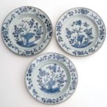 A Series of 3 Blue and White Plates