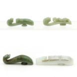 A Collection of 4 Jade Belt Hooks