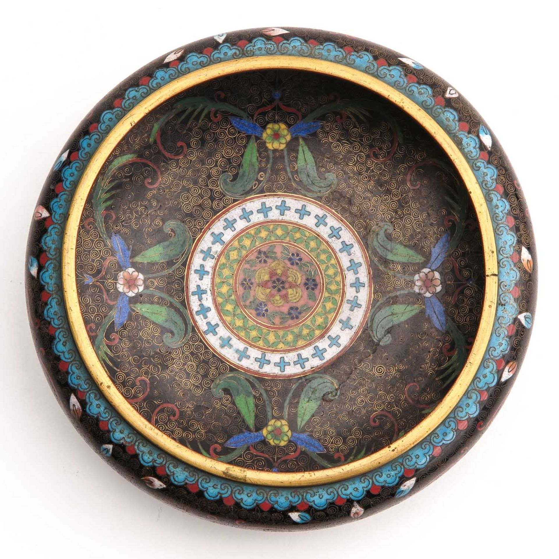 A Cloisonne Bowl with Carved Wood Base - Image 5 of 10