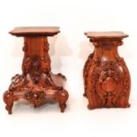 A Lot of 2 Carved Wood Pedestals