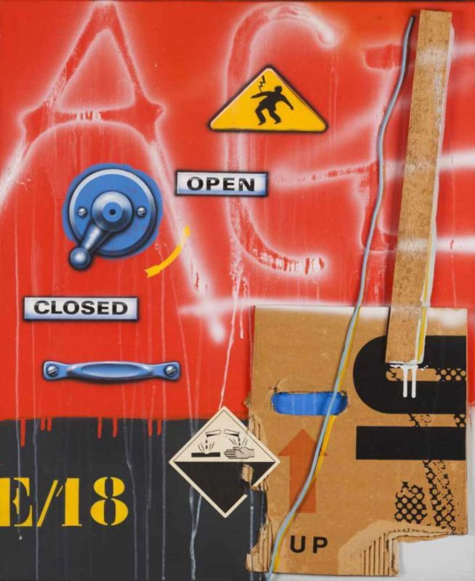 Peter Klasen (b. 1935)"High Voltage/Open-Closed" (E/18)Mixed media on canvasSigned and dated 1988