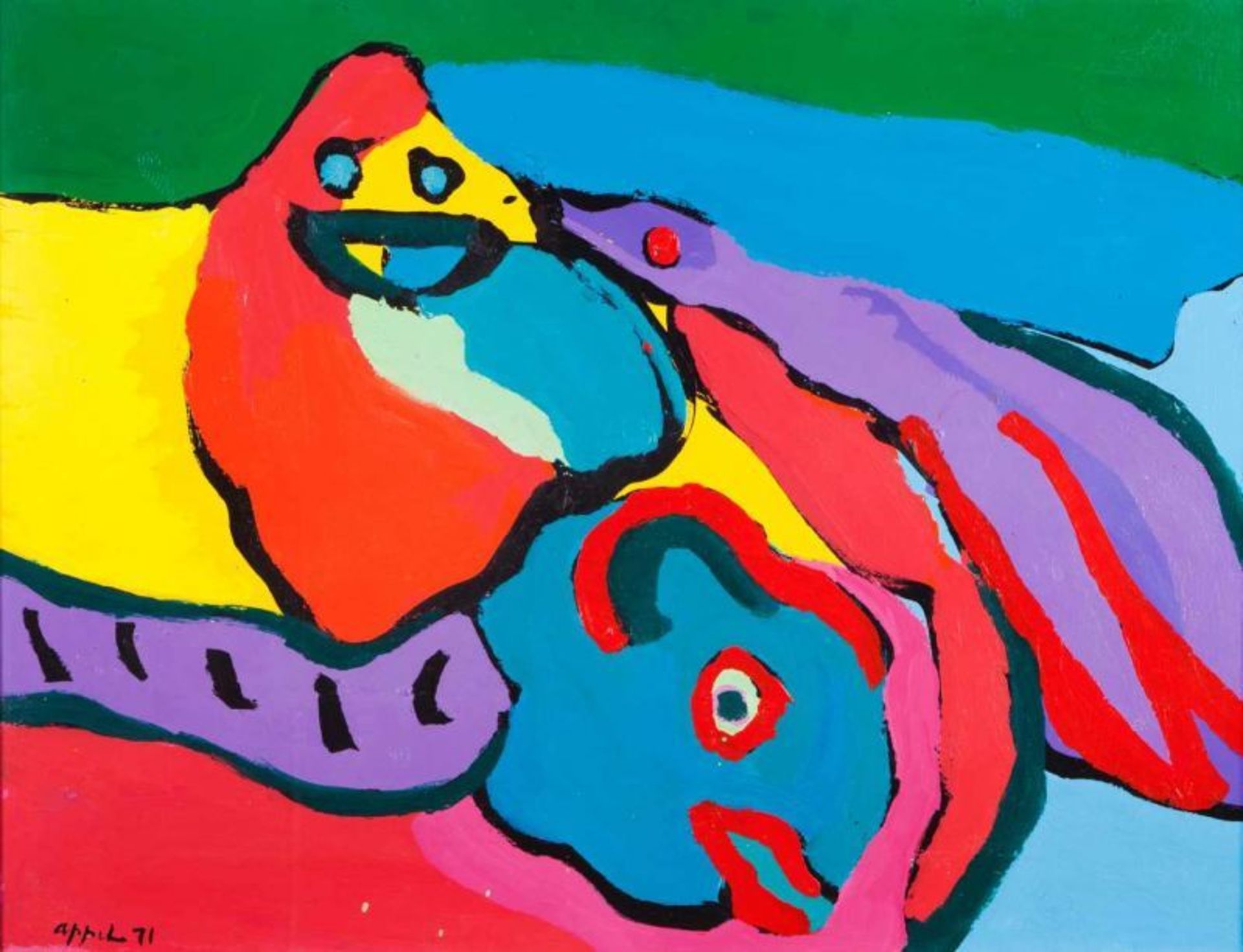 Karel Appel (1921-2006)UntitledOil on paper laid on canvasSigned and dated 7157x75 cm 15.00 %