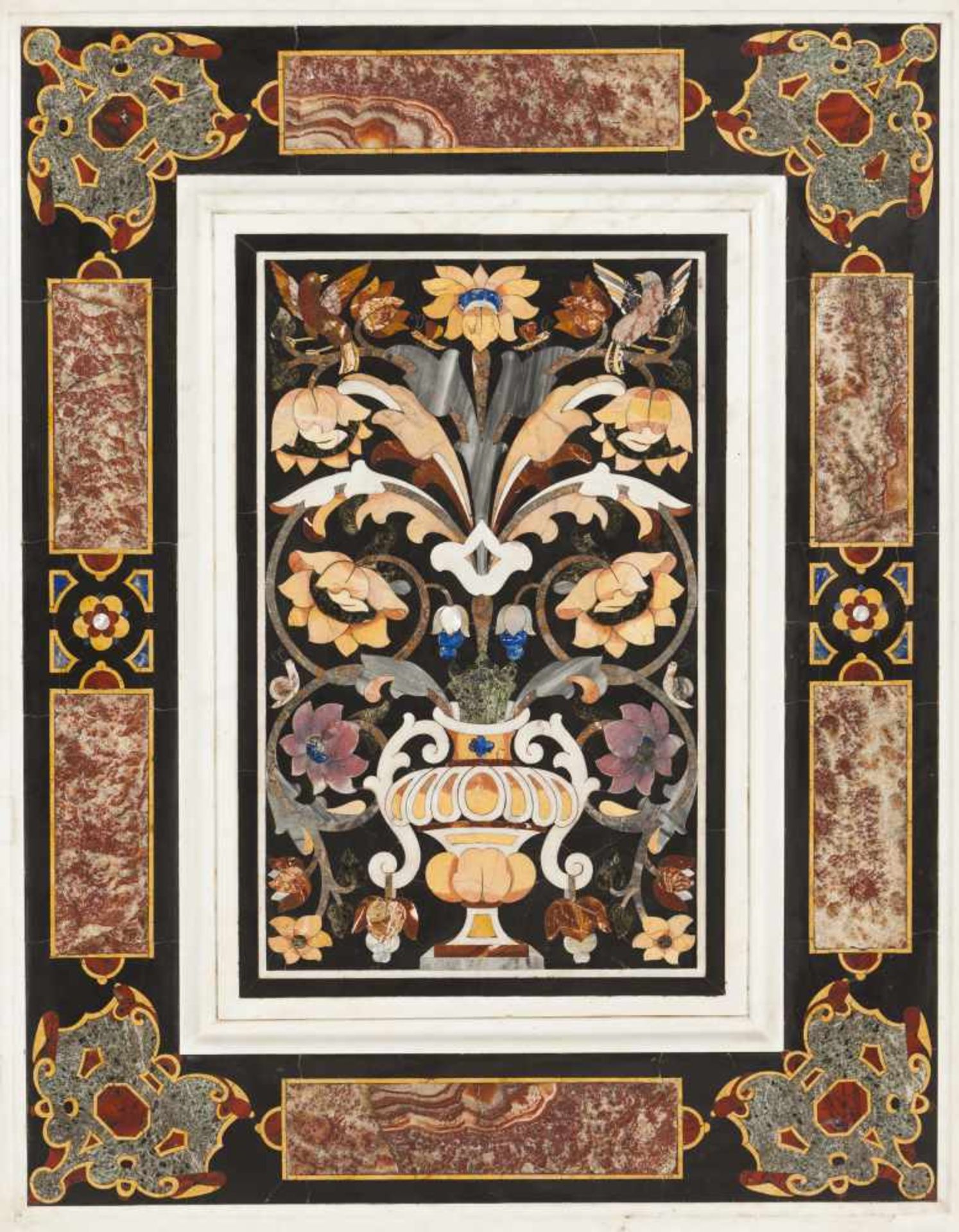 Pietra Dura Panel "flower bouquet in a vase"