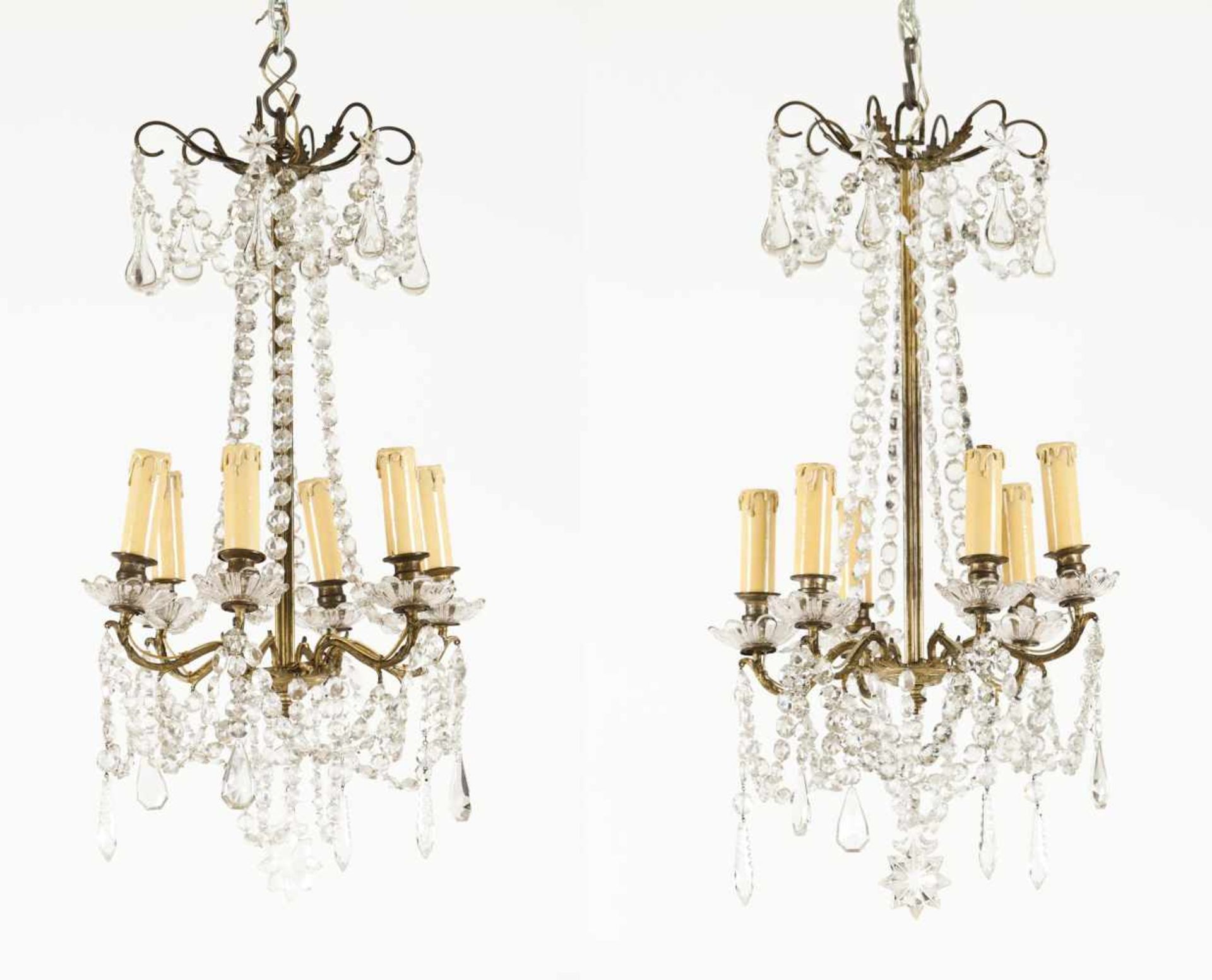 A pair of small Napoleon III chandeliers