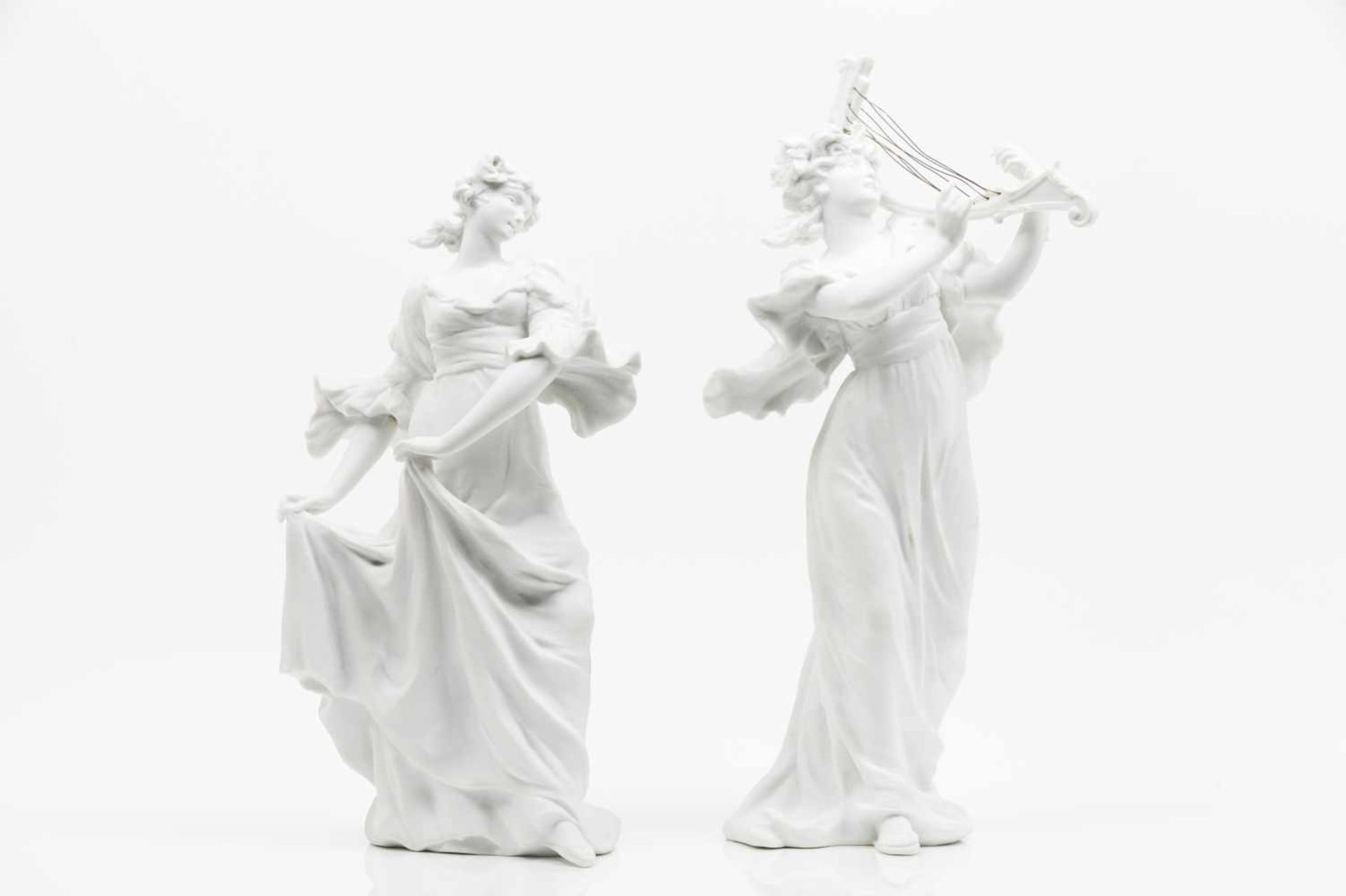 "Danseuse"Two biscuit porcelain figures signed "E.Quinter"Sèvres mark to base and model num