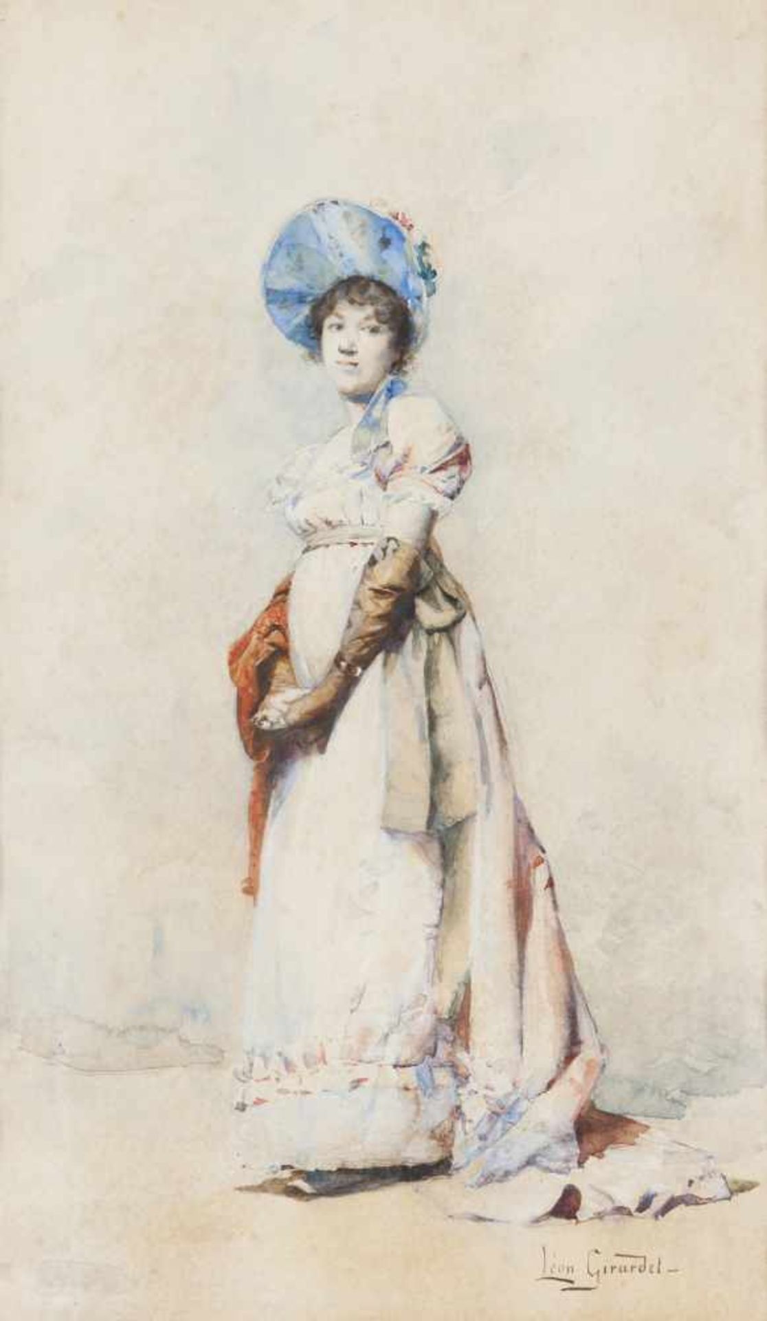 Léon Girardet (França, 1857-1895)A ladyWatercolour on paperSigned44x25 cm<b