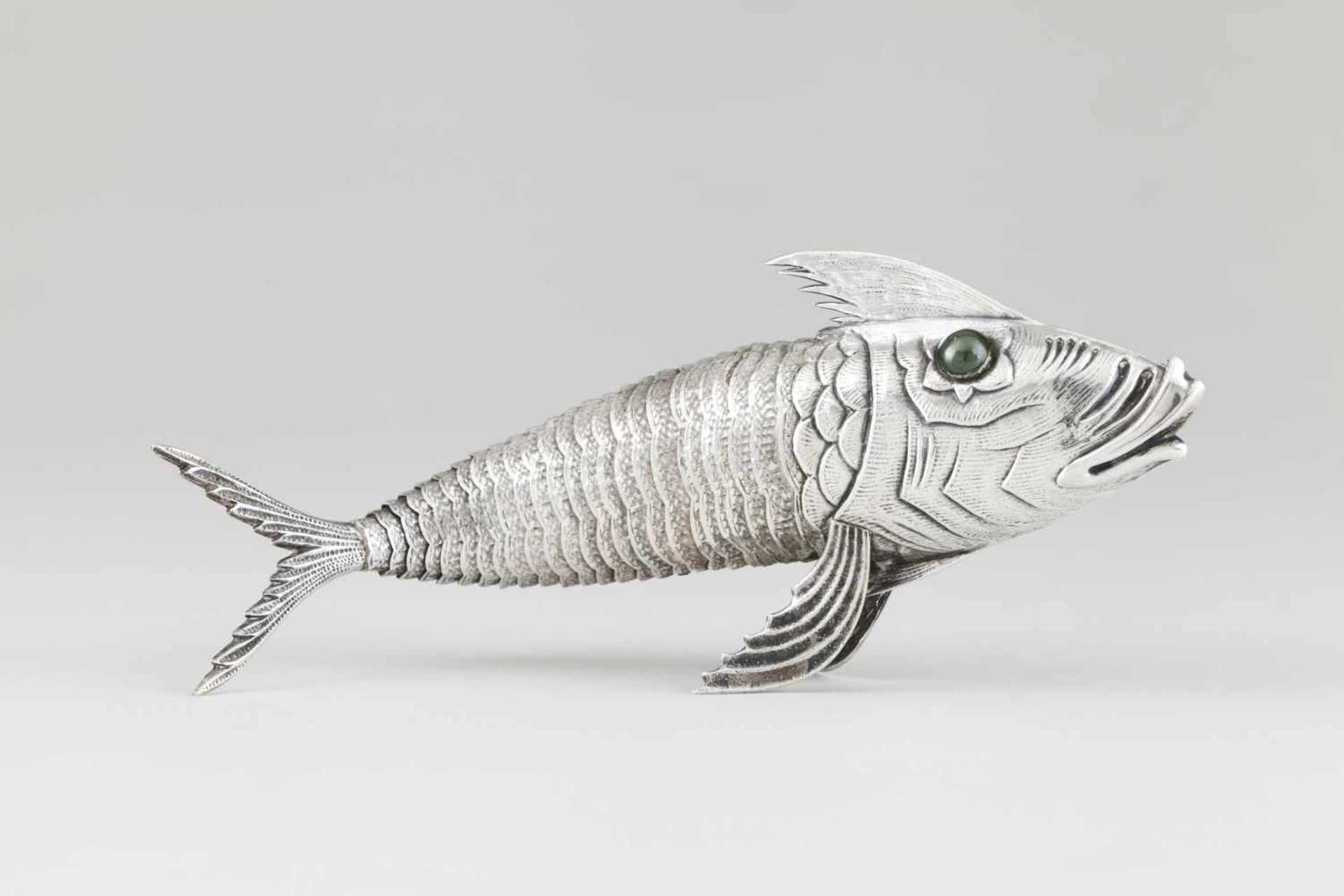 A fishSpanish silverRaised and engraved decoration on articulated bodySpanish hallmark