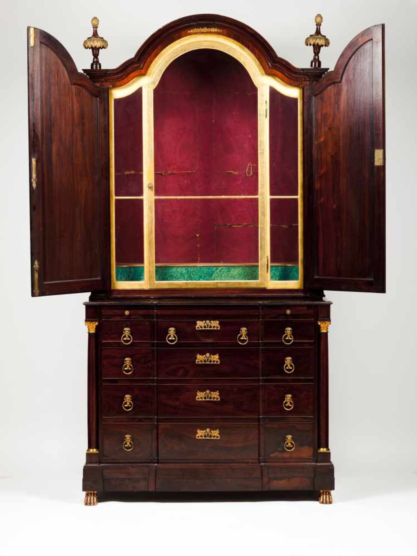 An Empire style commode with oratoryRosewoodOratory with door, gilt frame and two outer doo