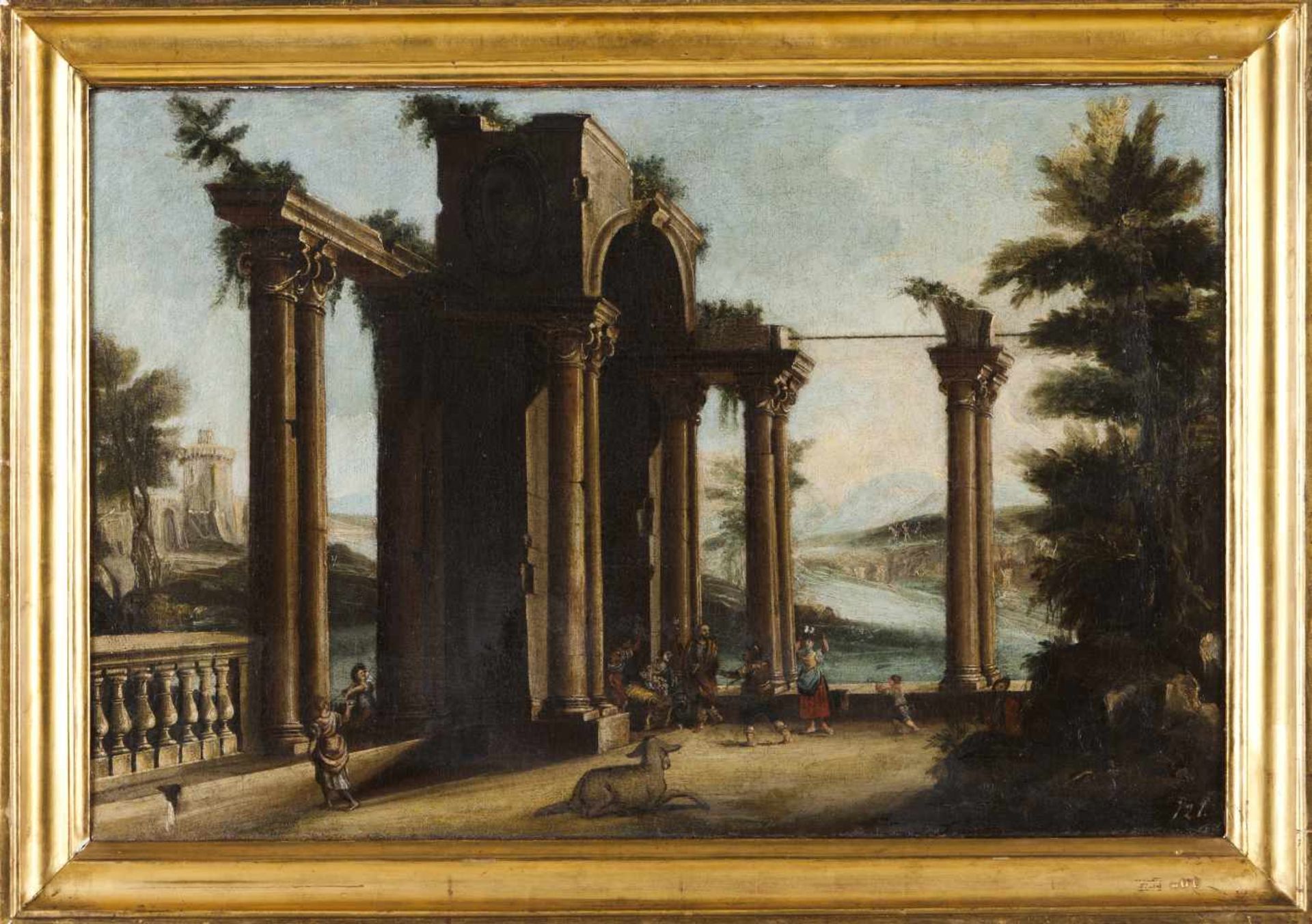 Italian school, 17th/18th centuryA pair of oils on canvasOne a Nativity scene with ruins an - Bild 2 aus 2