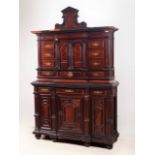 A large Mannerist style cabinetMahogany, burr-mahogany and ebonized wood veneered woodDecorated with