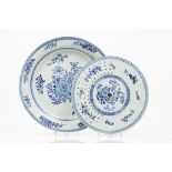 A vegetable serving tray with gridChinese export porcelainBlue underglaze decoration of floral