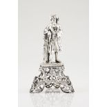 A toothpick holderPortuguese silver, 19th centuryTurk figure leaning on a tree trunkOn a foliage