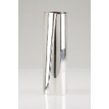A vasePlain silverModernist designCylindrical body moulded with concave detailOporto hallmark, Eagle