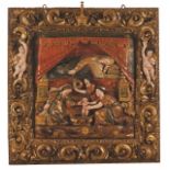 An important altar piece "The birth of the Virgin Mary"Low-relief sculptureCarved, polychrome and