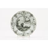 A scalloped plateChinese export porcelainGrisaille and gilt decoration with mythological scene,