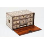 A Moghul writing boxTeak and sissooProfuse ivory inlaid flower and foliage decoration Seven inner