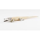 A Luiz Ferreira crocodileIvory and silver sculptureOporto hallmark, Eagle 925/1000 (post 1985) and