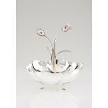 A fruit stand / centrepiecePortuguese silverSix petal flower shaped base with central tree trunk