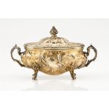 A small tureenFrench gilt silverProfuse raised decoration of foliage and flower motifs and pine cone