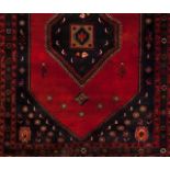 A Kelardasht rug, IranWool and cotton of geometric and floral design in blue, bordeaux and beige