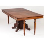 A large dining tableSolid and veneered rosewoodCentral stand of carved decorationExtra leg support
