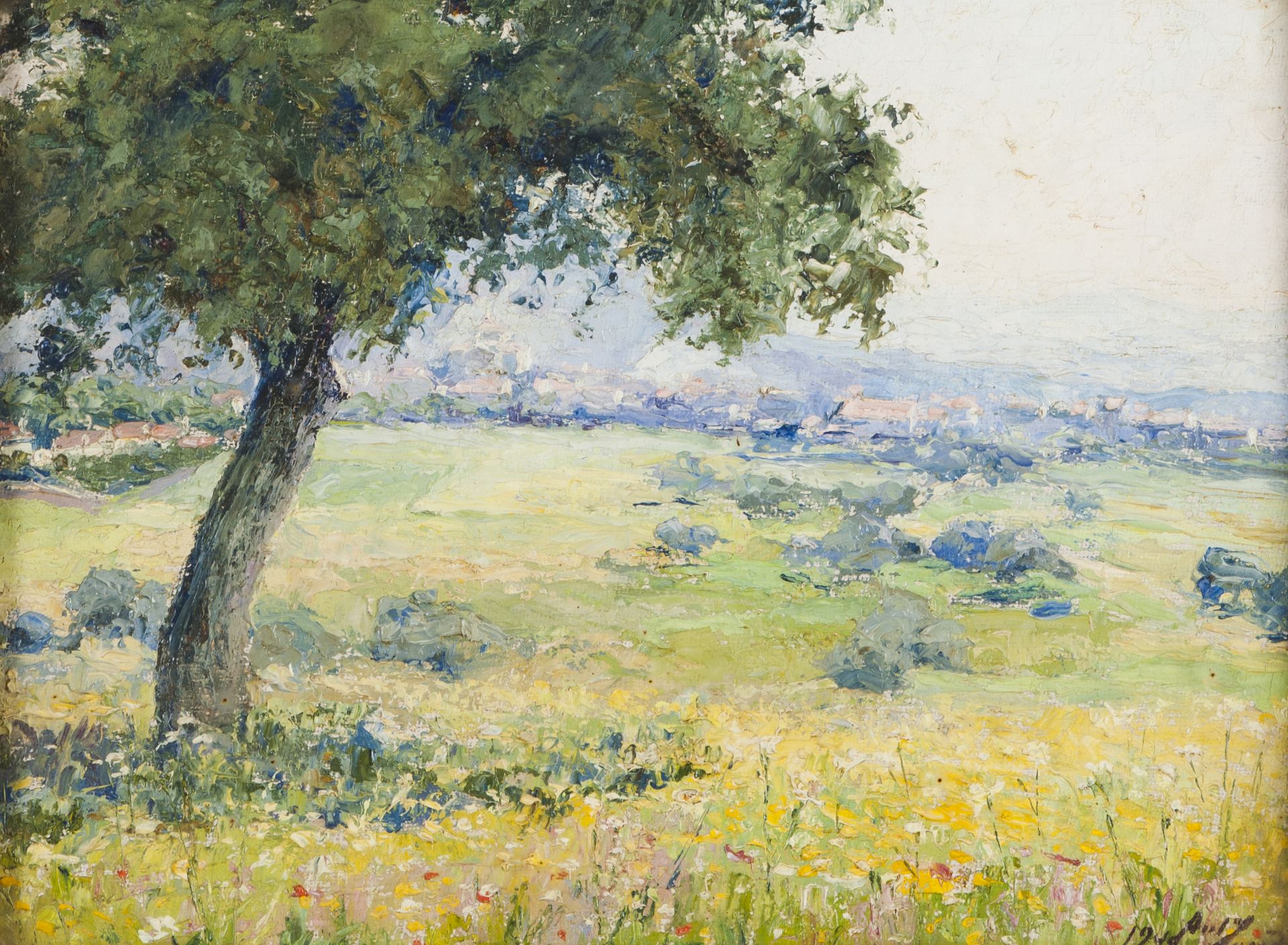 António Saúde (1875-1958)A landscape with treeOil on panelSigned and dated 194824,5x33 cm