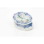A scalloped salt cellarChinese export porcelainPolychrome "Famille Rose" enamelled decoration with
