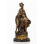 A Venus and CupidPatinated bronze sculptureMarble standSigner "A.Carrier", possibly Albert-Ernest