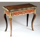 A Boulle style card tableDarkened woodBrass and tortoiseshell marquetry decorationGilt bronze