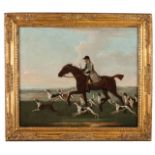 James Seymour (1702-1752)A huntsman riding out with his houndsOil on canvasSigned and dated 1740In