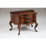 A small D.José chest of drawersRosewoodScalloped and carved aprons of foliage decorationSilver