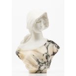 Guglielmo Pugi (ca.1870-1915)Bust of a ladyMarble and alabaster sculptureHeight: 44 cm