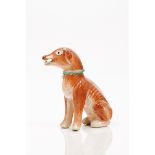 A dogChinese export porcelain sculptureOrange and green polychrome decorationQianlong reign (1736-