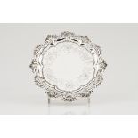 A D. José card trayPortuguese silver, 18th centuryChiselled centre of flower and foliage